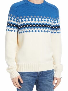 Rag & Bone Blue and Cream Fair Isle Crewneck Sweater